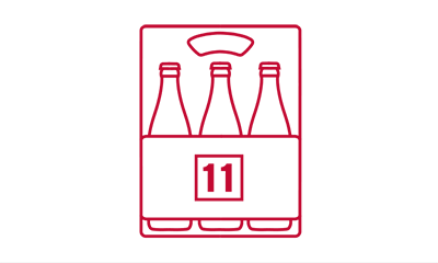 Grafische Darstellung eines Bierkastens mit der Zahl 11.